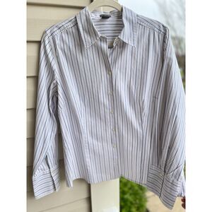 EUC Ann Taylor Button Front Long Sleeve Work Shirt Size 14